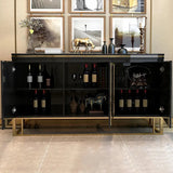 59" White Wood Sideboard Buffet Cabinet with Storage 3 Doors Gold Base