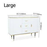 59" Modern White Sideboard with 3 Drawers & 2 Doors and Faux Marble Top in Large