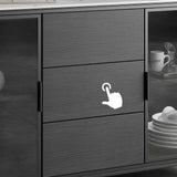 59" Black Sideboard Buffet Doors&Drawers Stone Top Modern Sideboard Cabinet in Large