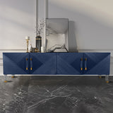 Modern 79" Black with Gold Leg Sideboard Buffet with Gold Leg and 4 Doors