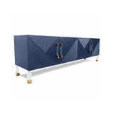 Modern 79" Black with Gold Leg Sideboard Buffet with Gold Leg and 4 Doors