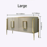 47" Modern Champagne Sideboard Cabinet Buffet Table with Storage Tempered Glass Top