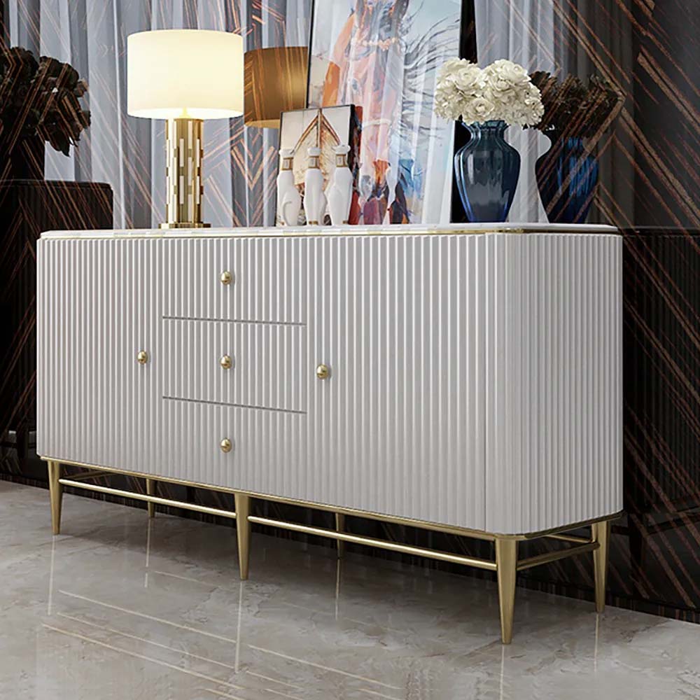 Modern Sideboard Buffet Faux Marble Top with Doors & Shelves & Drawers in Large