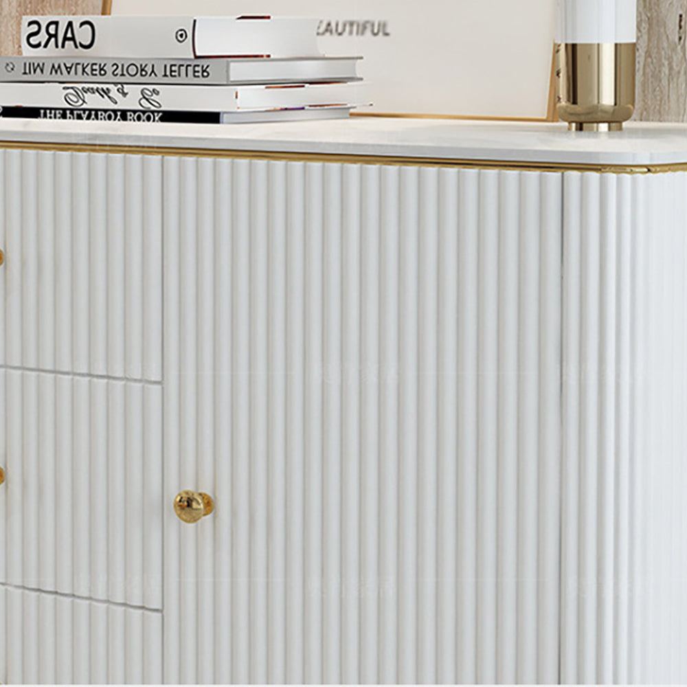 Modern Sideboard Buffet Faux Marble Top with Doors & Shelves & Drawers in Large
