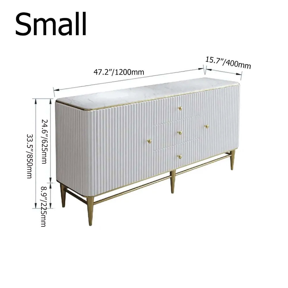 Modern Sideboard Buffet Faux Marble Top with Doors & Shelves & Drawers in Large