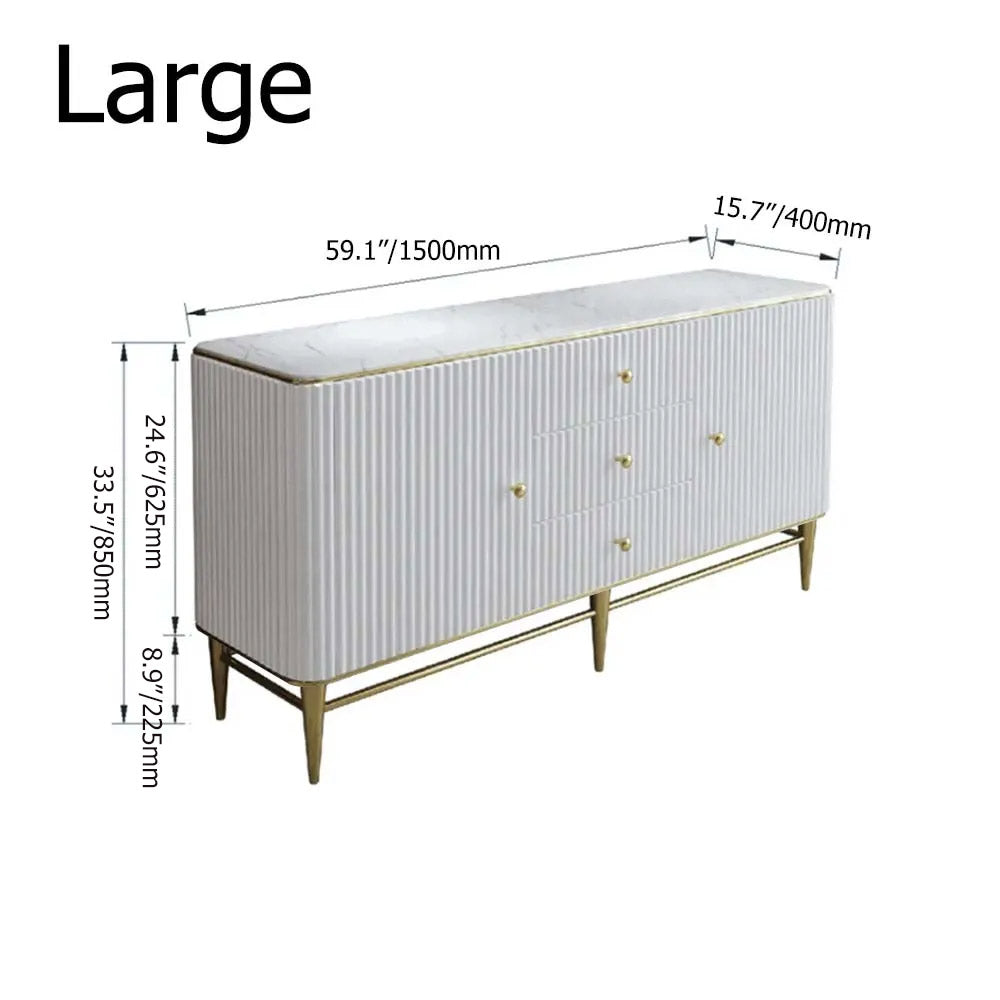 Modern Sideboard Buffet Faux Marble Top with Doors & Shelves & Drawers in Large