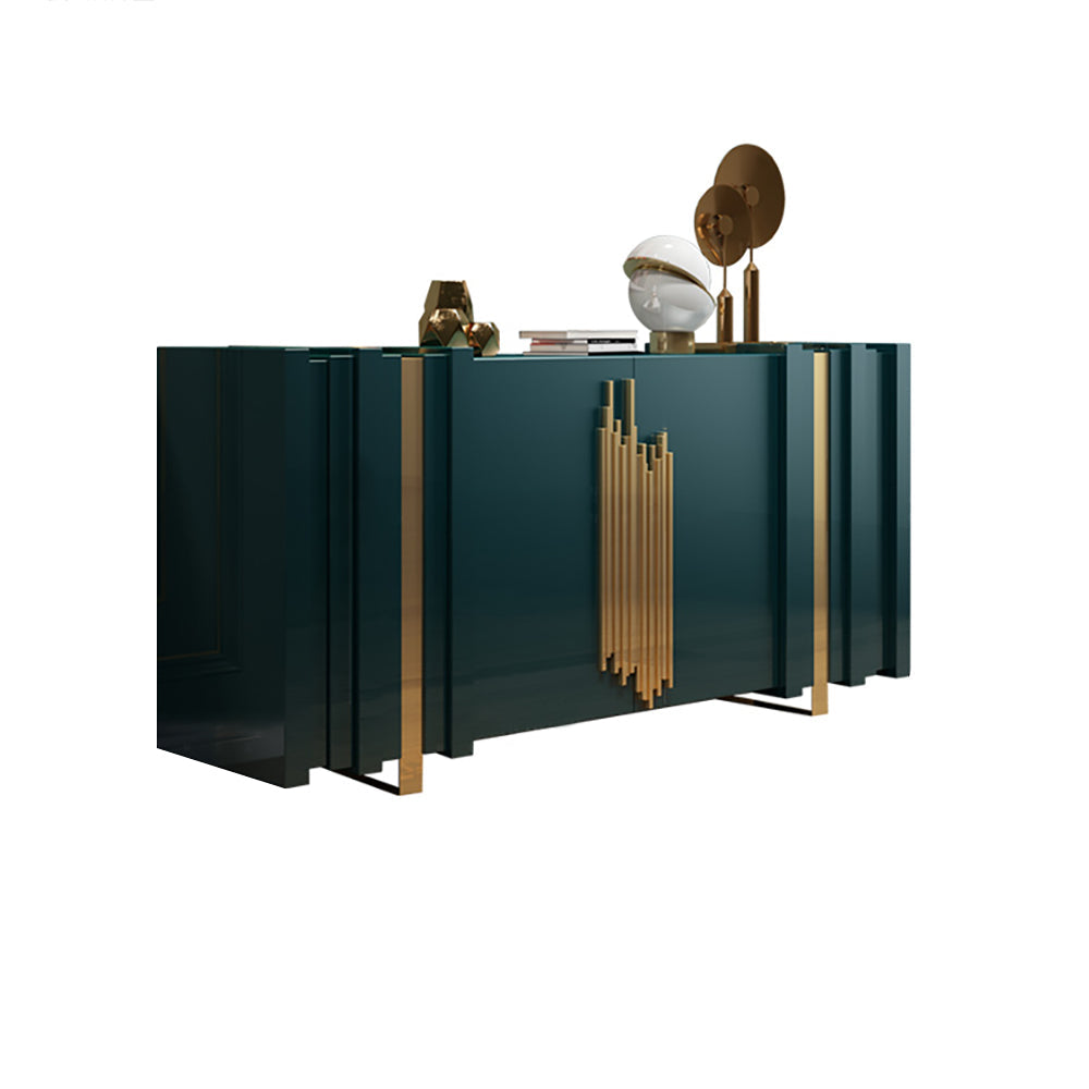 63" Light Luxury Sideboard Black Rectangular Buffet with 2 Doors & 2 Shelves in Gold