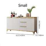 55" White Sideboard with Tempered Glass Top and 3 Drawers in Gold Finish