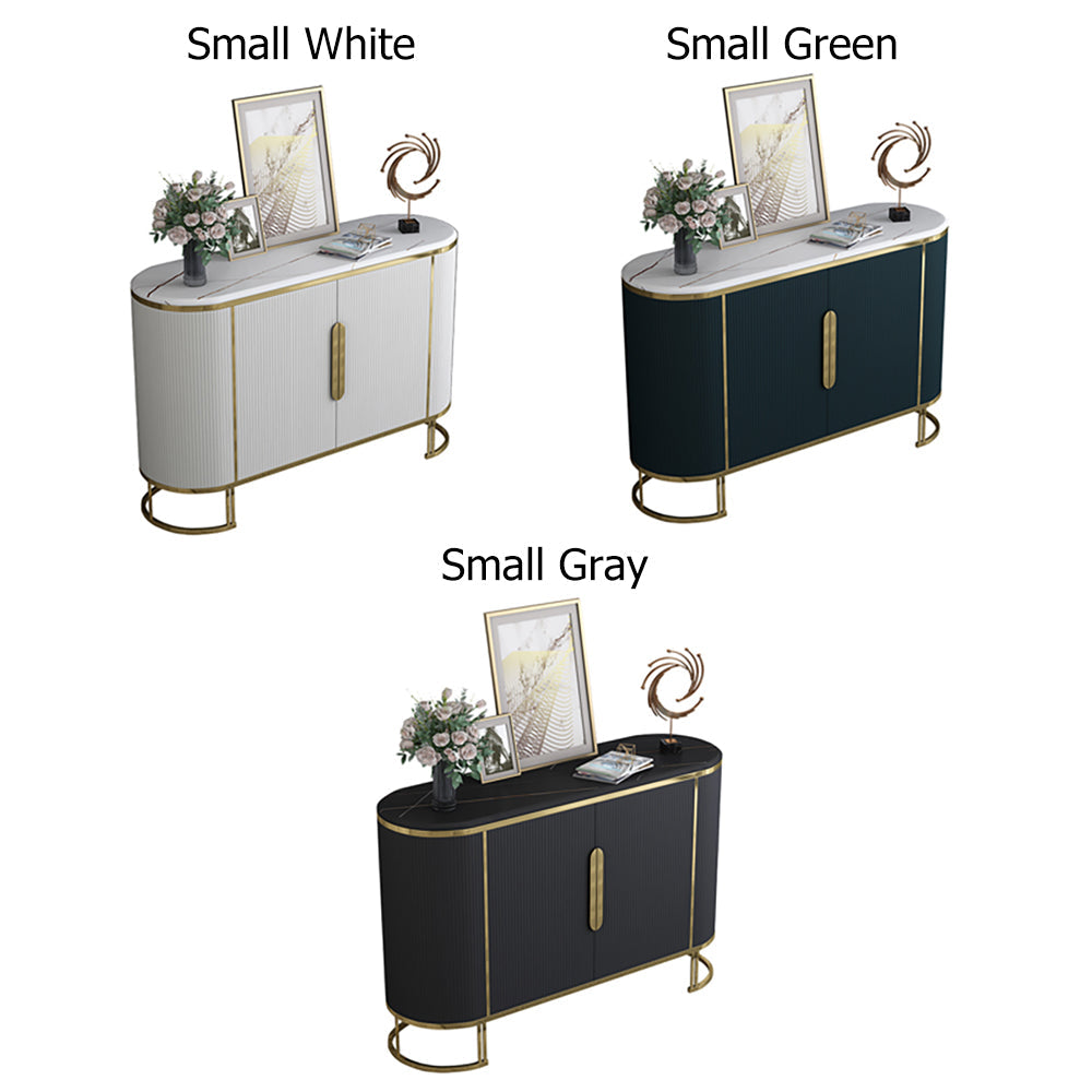 Modern Sideboard Oval Faux Marble Top Light Luxury Buffet with Shelves Doors in Small