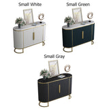 Modern Sideboard Oval Faux Marble Top Light Luxury Buffet with Shelves Doors in Small