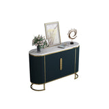Modern Sideboard Oval Faux Marble Top Light Luxury Buffet with Shelves Doors in Small