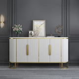 Modern Sideboard Oval Faux Marble Top Light Luxury Buffet with Shelves Doors in Small