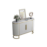 Modern Sideboard Oval Faux Marble Top Light Luxury Buffet with Shelves Doors in Small