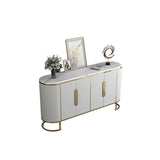 Modern Sideboard Oval Faux Marble Top Light Luxury Buffet with Shelves Doors in Small