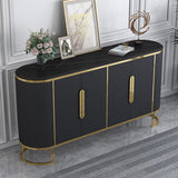 Modern Sideboard Oval Faux Marble Top Light Luxury Buffet with Shelves Doors in Small