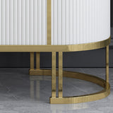 Modern Sideboard Oval Faux Marble Top Light Luxury Buffet with Shelves Doors in Small