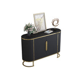 Modern Sideboard Oval Faux Marble Top Light Luxury Buffet with Shelves Doors in Small