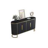 Modern Sideboard Oval Faux Marble Top Light Luxury Buffet with Shelves Doors in Small