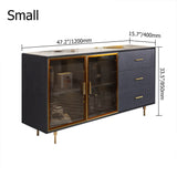 59" Modern Sideboard Stone Top Luxury Buffet Tempered Glass Doors in Large