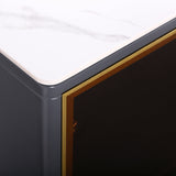 59" Modern Sideboard Stone Top Luxury Buffet Tempered Glass Doors in Large