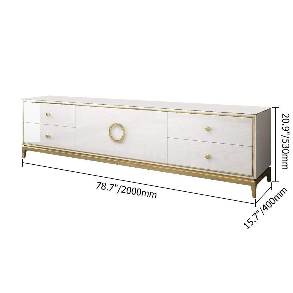 Modern Black TV Stand with Drawers & Doors Gold Media Console for TVs-Richsoul-Furniture,Living Room Furniture,TV Stands