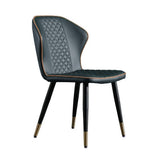 Dark Green Modern PU Leather Wingback Dining Chair Set of 2 Carbon Steel Leg