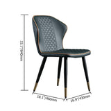 Dark Green Modern PU Leather Wingback Dining Chair Set of 2 Carbon Steel Leg
