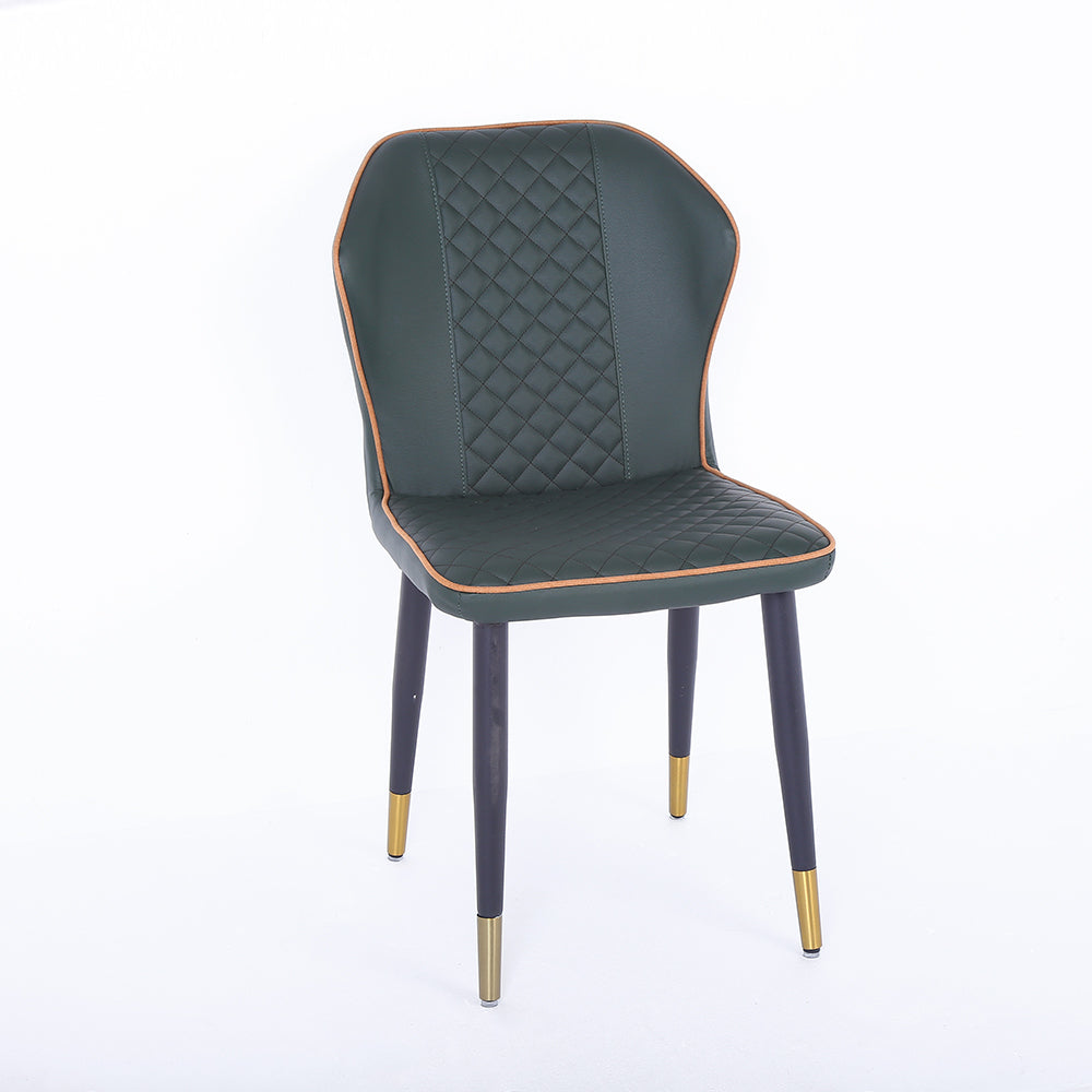 Dark Green Modern PU Leather Wingback Dining Chair Set of 2 Carbon Steel Leg
