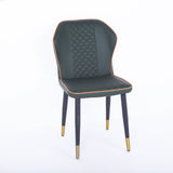 Dark Green Modern PU Leather Wingback Dining Chair Set of 2 Carbon Steel Leg
