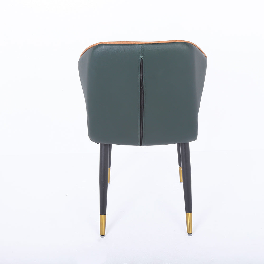 Dark Green Modern PU Leather Wingback Dining Chair Set of 2 Carbon Steel Leg