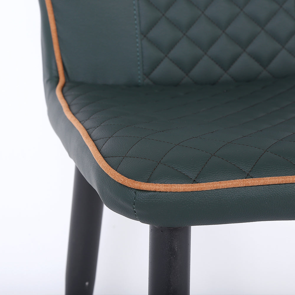 Dark Green Modern PU Leather Wingback Dining Chair Set of 2 Carbon Steel Leg