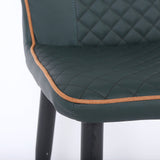 Dark Green Modern PU Leather Wingback Dining Chair Set of 2 Carbon Steel Leg