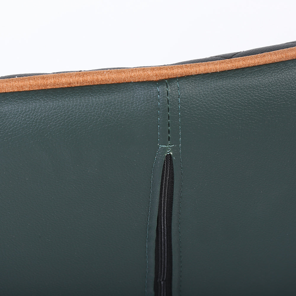 Dark Green Modern PU Leather Wingback Dining Chair Set of 2 Carbon Steel Leg
