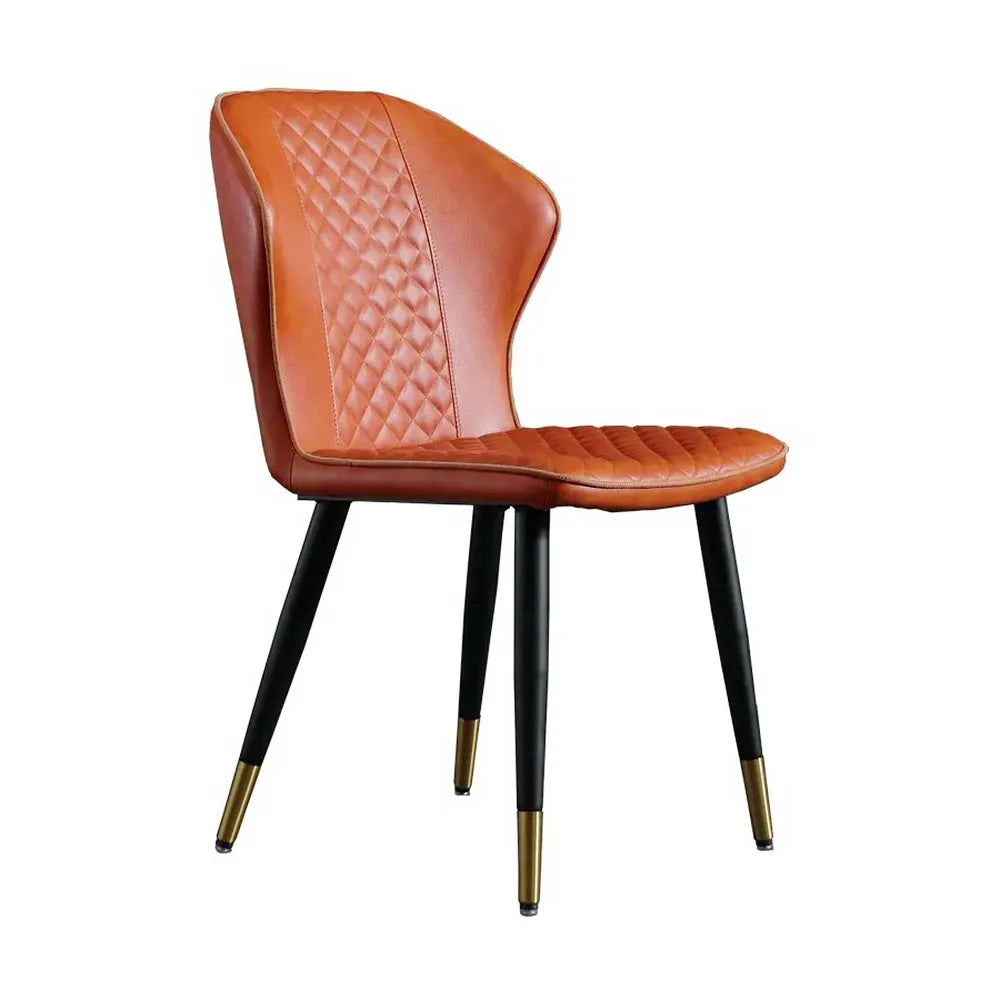 Dark Green Modern PU Leather Wingback Dining Chair Set of 2 Carbon Steel Leg