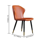 Dark Green Modern PU Leather Wingback Dining Chair Set of 2 Carbon Steel Leg