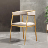 Modern  Velvet Side Chair Upholstered Dining Chair  with Gold Metal Legs in Beige