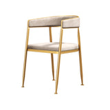 Modern  Velvet Side Chair Upholstered Dining Chair  with Gold Metal Legs in Beige
