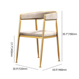 Modern  Velvet Side Chair Upholstered Dining Chair  with Gold Metal Legs in Beige