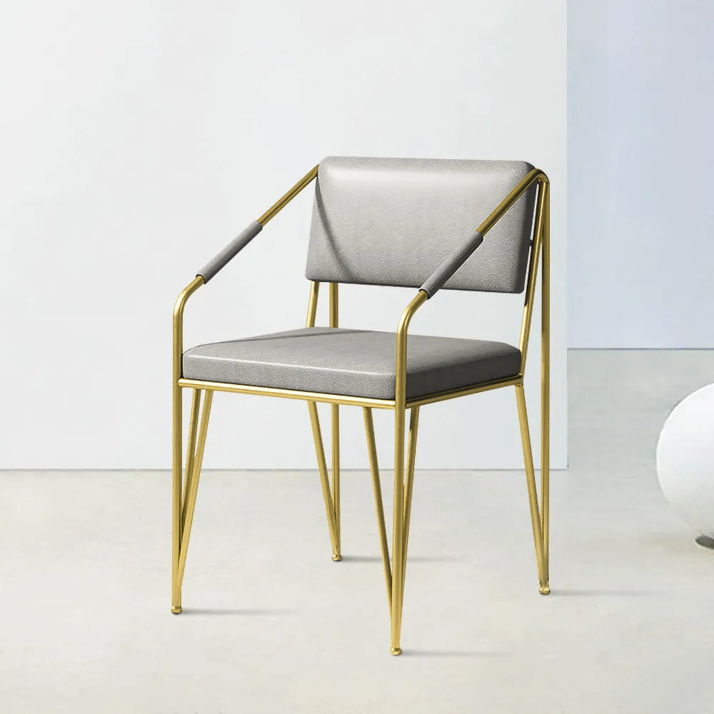 Modern PU Leather Upholstered Leisure with Gold Metal Legs Vanity Chair
