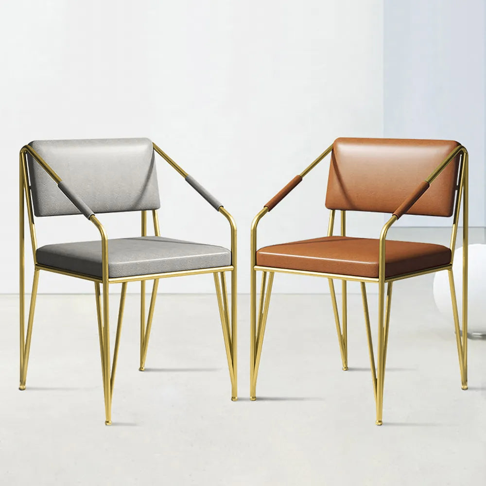 Modern PU Leather Upholstered Leisure with Gold Metal Legs Vanity Chair