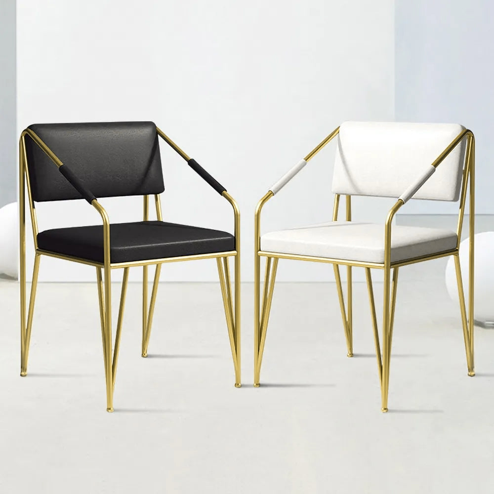 Modern PU Leather Upholstered Leisure with Gold Metal Legs Vanity Chair