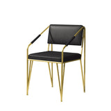 Modern PU Leather Upholstered Leisure with Gold Metal Legs Vanity Chair