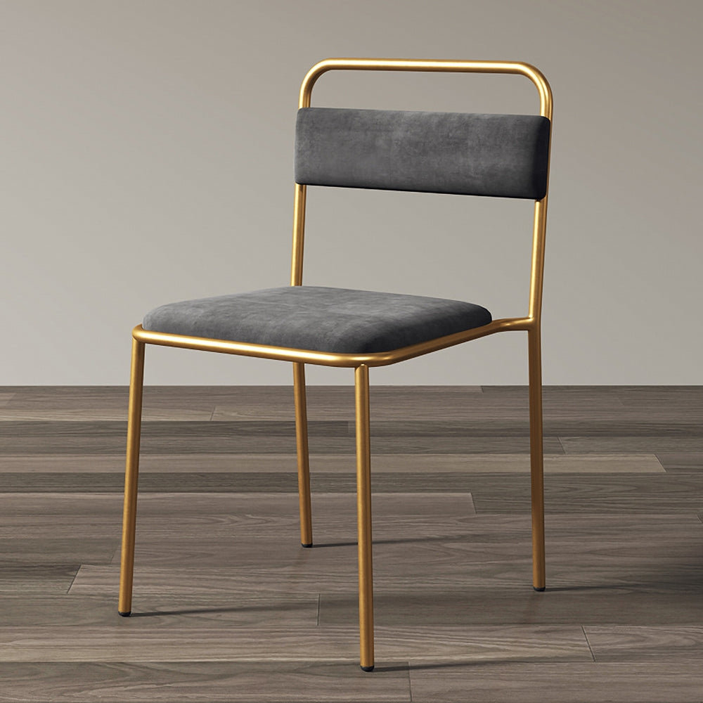 Modern Gray Upholstered Dining Chair Armless Dinging Chair Set of 2 in Gold