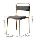 Modern Gray Upholstered Dining Chair Armless Dinging Chair Set of 2 in Gold