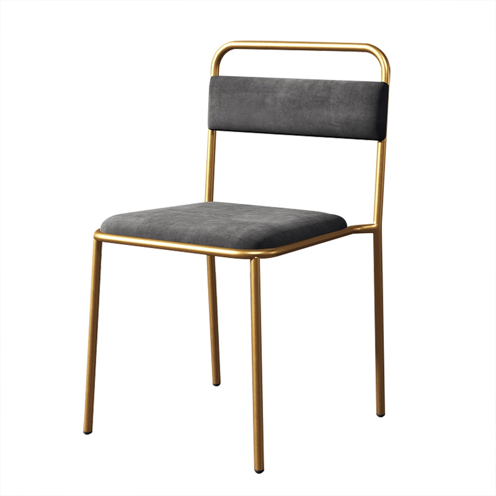 Modern Gray Upholstered Dining Chair Armless Dinging Chair Set of 2 in Gold