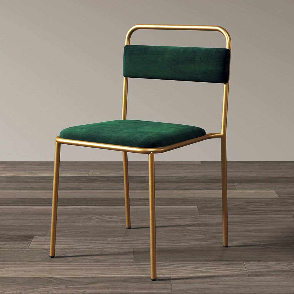 Modern Gray Upholstered Dining Chair Armless Dinging Chair Set of 2 in Gold