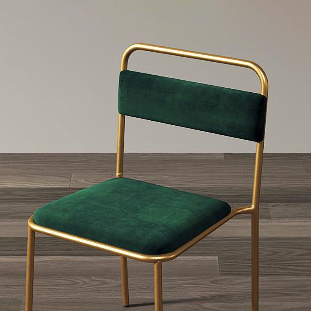 Modern Gray Upholstered Dining Chair Armless Dinging Chair Set of 2 in Gold