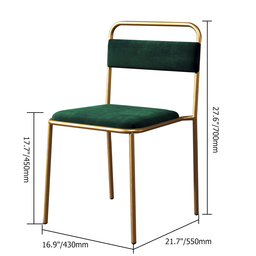 Modern Gray Upholstered Dining Chair Armless Dinging Chair Set of 2 in Gold