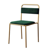 Modern Gray Upholstered Dining Chair Armless Dinging Chair Set of 2 in Gold