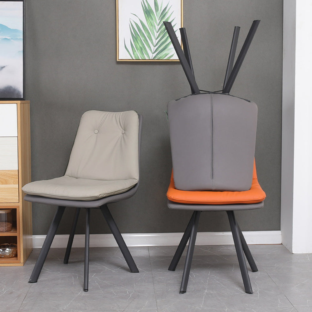 Modern Upholstered Orange Dining Chair PU Leather Side Chairs